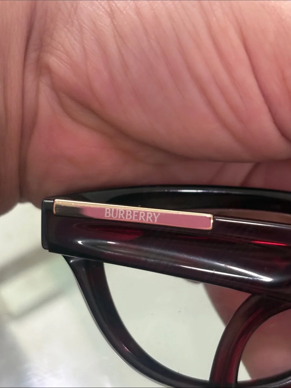 BURBERRY Reading Glasses Check Red & Gold Frames